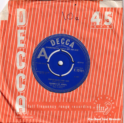 Barry St. John - Mind How You Go (7’ Single Promo) Uk 1965 Nm Or M - 7’