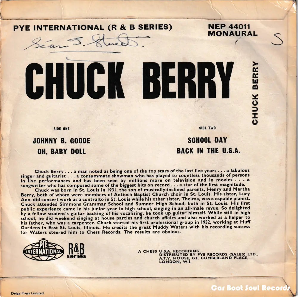 Chuck Berry - (7’ Ep Mono) Uk 1963 Vg + 7’