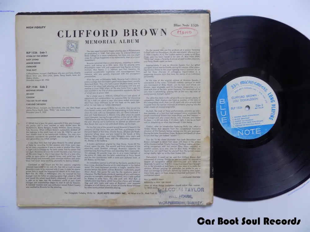 Clifford Brown - Memorial Album (Lp Comp Mono Rp) Us 1962 Vg Lp