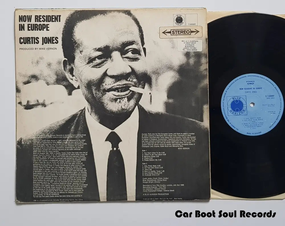 Curtis Jones - Now Resident In Europe (Lp Album Mono) Uk 1968 Vg+ Lp