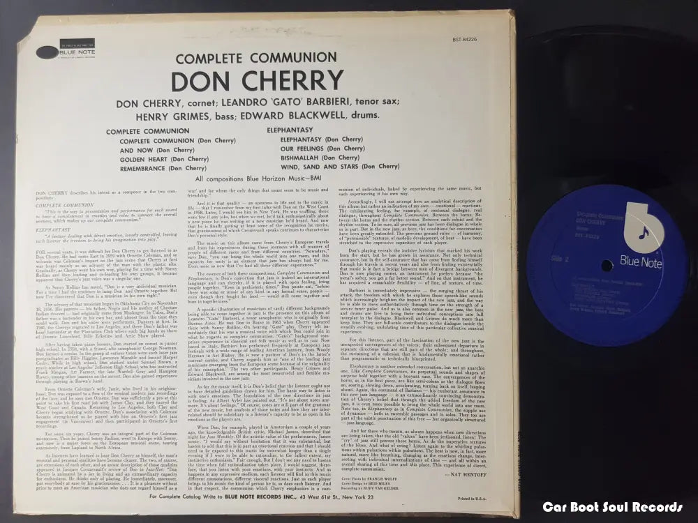 Don Cherry - Complete Communion (Lp Album Re) Us 1976 Vg + Lp