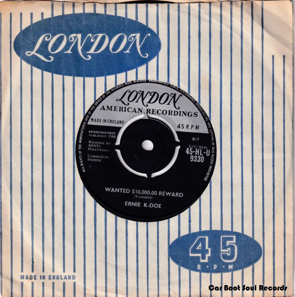 Ernie K - Doe - Mother - In - Law / Wanted $10 000.00 Reward (7’ Single) Uk 1960 Vg + 7’