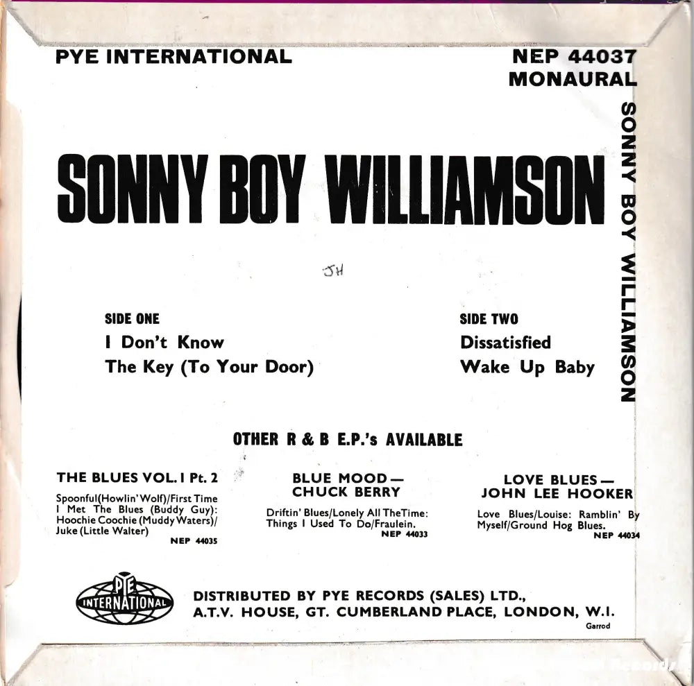 Sonny Boy Williamson - (7’ Ep Mono) Uk 1964 Nm Or M- 7’