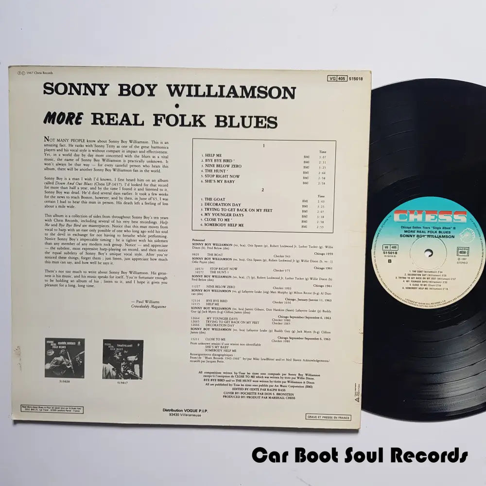 Sonny Boy Williamson - More Real Folk Blues (Lp Album Comp Re) France 1981 Nm Or M- Lp