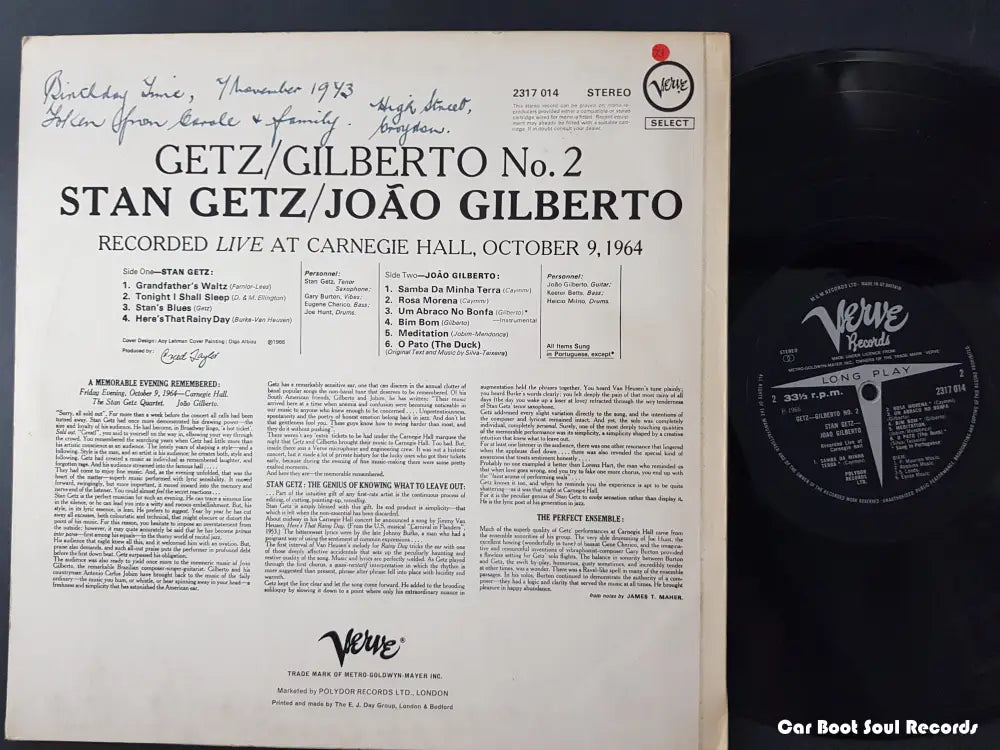 Stan Getz / João Gilberto - #2 (Lp Album Re) Uk Vg + Lp