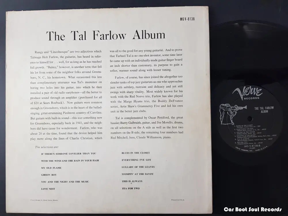 Tal Farlow - The Album (Lp Mono Re Dee) Us 0 Nm Or M- Lp