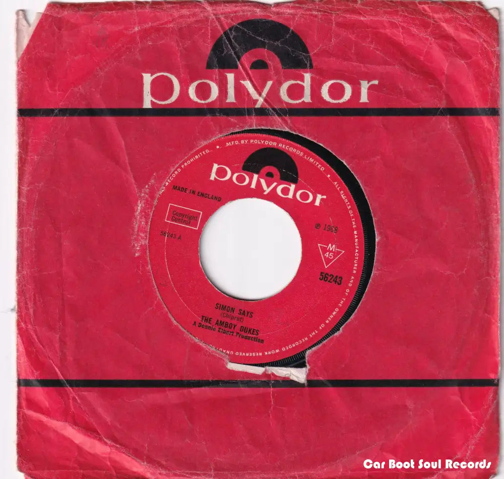 The Amboy Dukes - Simon Says (7’ Single) Uk 1968 Vg + 7’