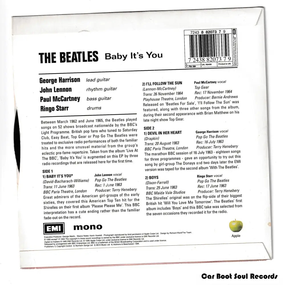 The Beatles - Baby It’s You (7’ Ep Mono Rm) Europe 1995 Nm Or M - 7’