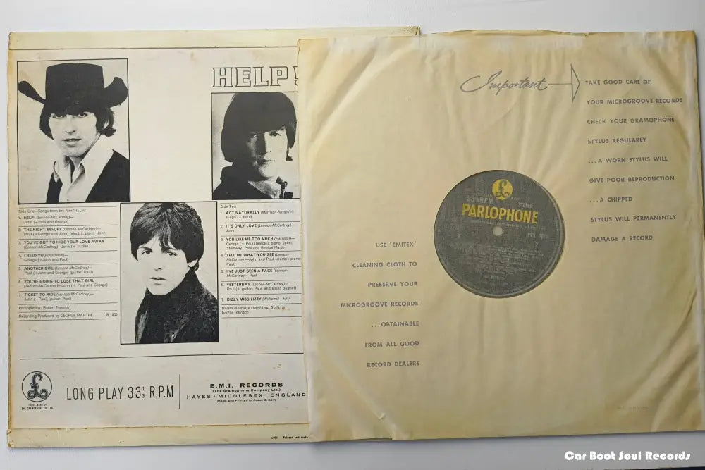 The Beatles - Help! (Lp Album Kt) Uk 1965 Vg + Lp