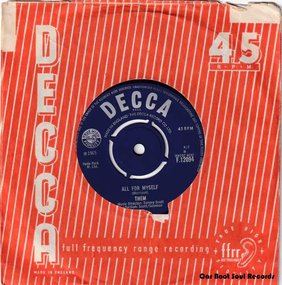 Them - Here Comes The Night (7’ Single) Uk 1965 Vg + 7’