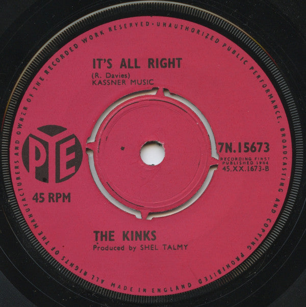 The Kinks : You Really Got Me (7", Single, 4-P)