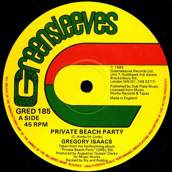 Gregory Isaacs : Private Beach Party (12")