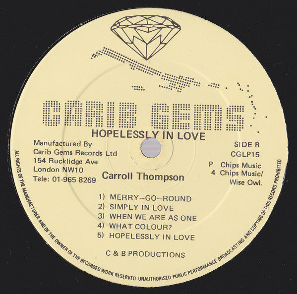 Carroll Thompson : Hopelessly In Love (LP, Album, Lig)