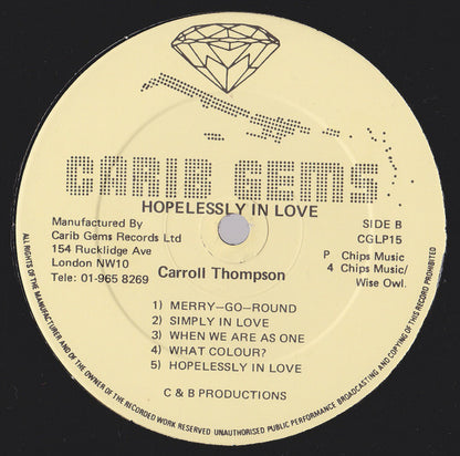 Carroll Thompson : Hopelessly In Love (LP, Album, Lig)