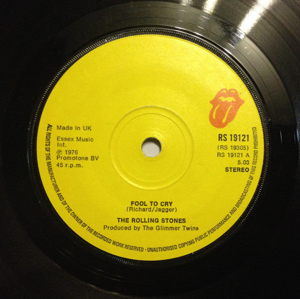 The Rolling Stones : Fool To Cry (7", Single)