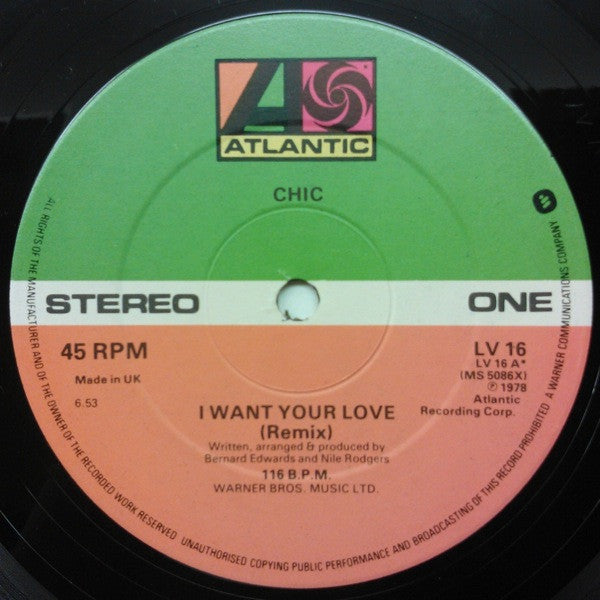 Chic : I Want Your Love / Le Freak / Chic Cheer (12", Single, CBS)