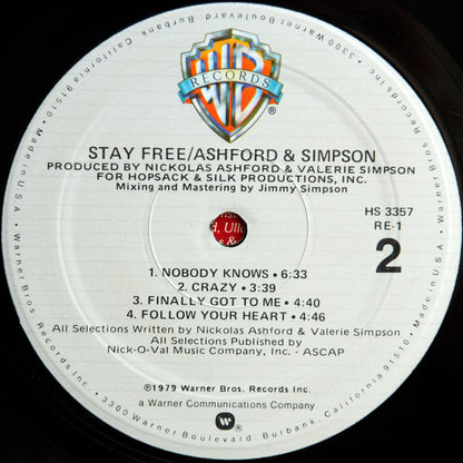 Ashford & Simpson : Stay Free (LP, Album, Mon)