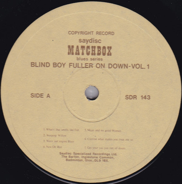 Blind Boy Fuller : On Down - Vol. 1 (LP, Comp)