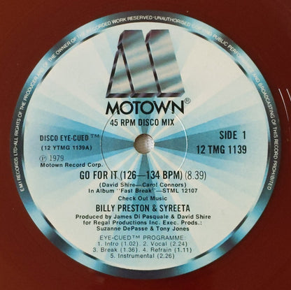 Billy Preston & Syreeta : Go For It (12", Single, Bro)