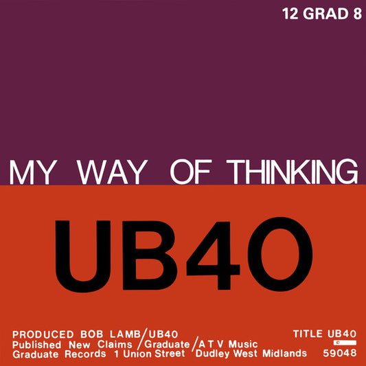 UB40 : My Way Of Thinking / I Think Its Going To Rain Today (12", Single, Uto)