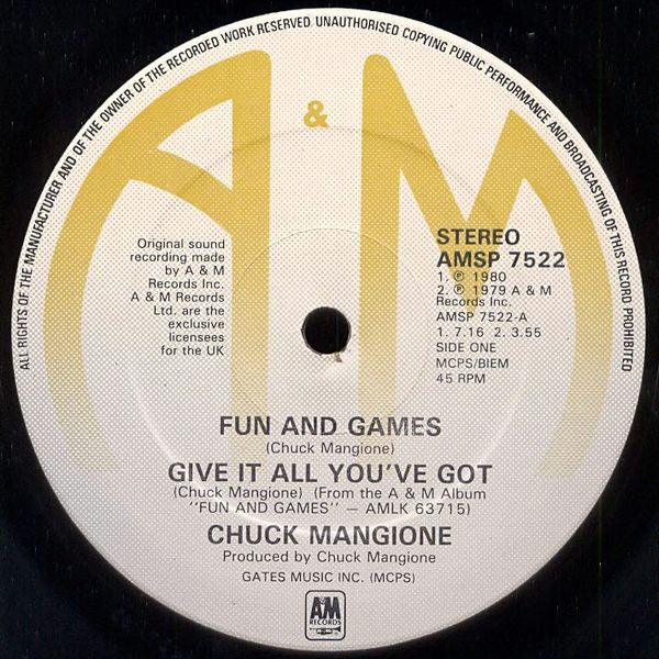 Chuck Mangione : Fun And Games (12")