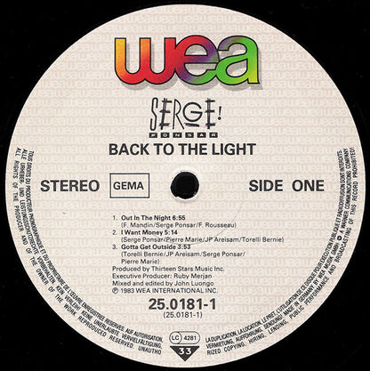 Serge Ponsar : Back To The Light (LP, Album)