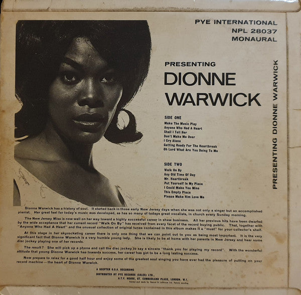 Dionne Warwick : Presenting Dionne Warwick (LP, Comp, Mono)