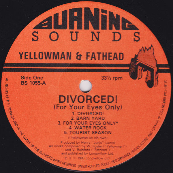 Yellowman & Fathead : Divorced! (For Your Eyes Only) (LP, Album)