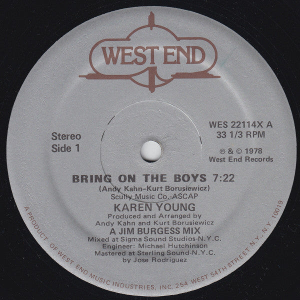 Karen Young : Bring On The Boys (12", Single)