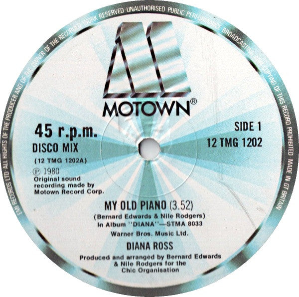 Diana Ross : My Old Piano (12")