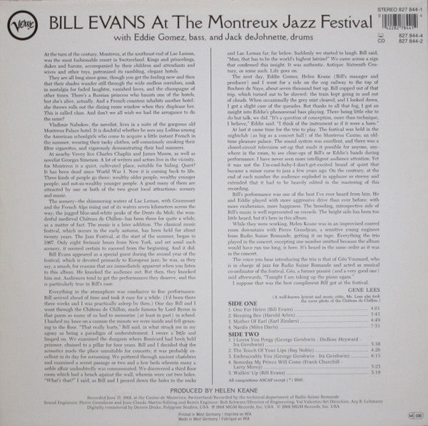 Bill Evans : At The Montreux Jazz Festival (LP, Album, RE, RM)