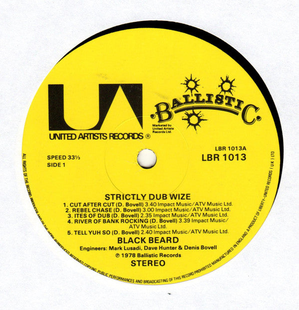 Blackbeard (2) : Strictly Dub Wize (LP, Album, RE)