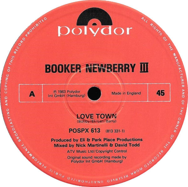 Booker Newberry III : Love Town / Doin' What Comes Naturally (12", Single)