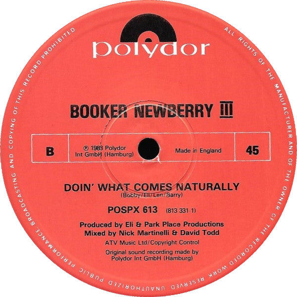 Booker Newberry III : Love Town / Doin' What Comes Naturally (12", Single)