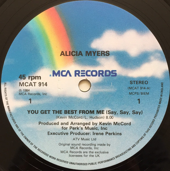 Alicia Myers : You Get The Best From Me (Say, Say, Say,) (12", Single)