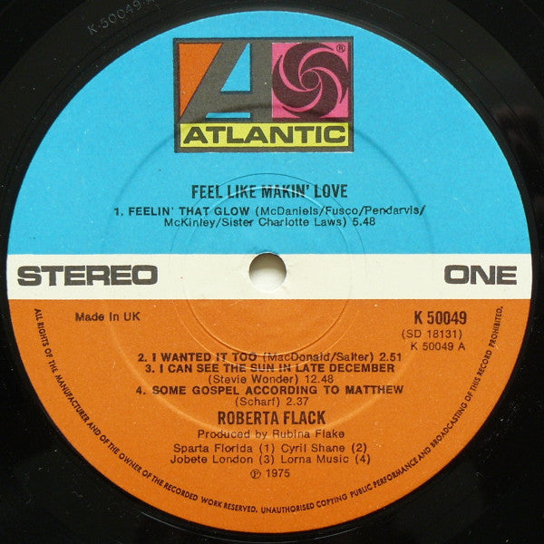 Roberta Flack : Feel Like Makin' Love (LP, Album, Gat)