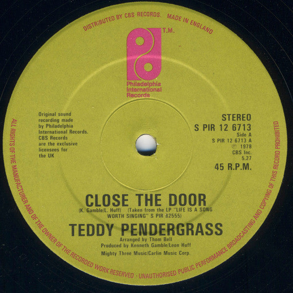 Teddy Pendergrass : Close The Door / Only You (12", Single, Ltd)