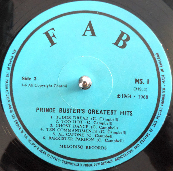 Prince Buster : Fabulous Greatest Hits (LP, Comp, RP, Tur)