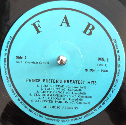 Prince Buster : Fabulous Greatest Hits (LP, Comp, RP, Tur)