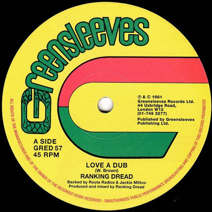 Ranking Dread / The Roots Radics & Jackie Mittoo : Love A Dub / Dub A Dub (12", RE)