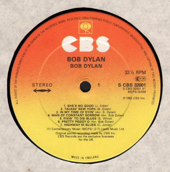 Bob Dylan : Bob Dylan (LP, Album, RE)