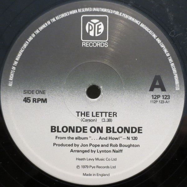 Blonde On Blonde : The Letter (12", Ltd)