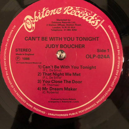 Judy Boucher : Can't Be With You Tonight (LP, Album)