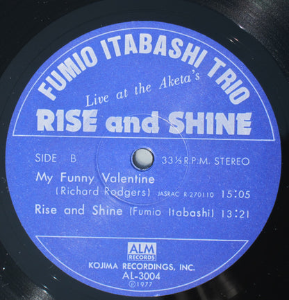 Fumio Itabashi Trio : Rise And Shine - Live At The Aketa's  (LP, Album, RE)