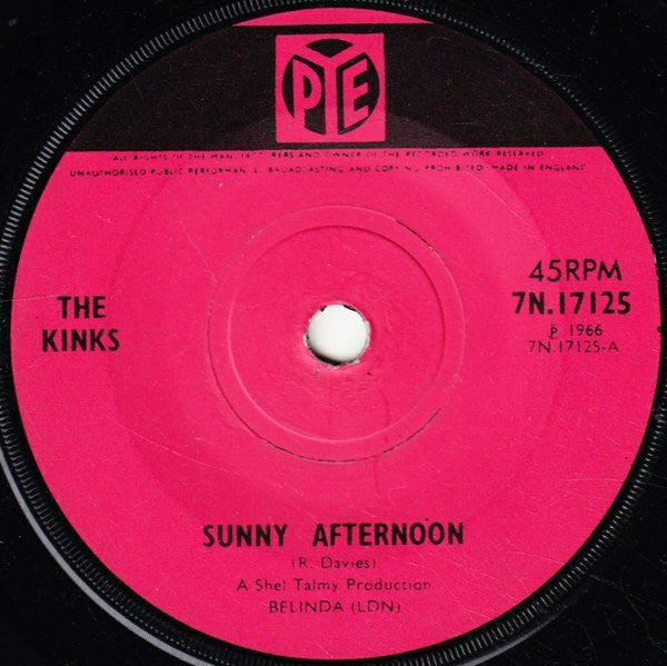 The Kinks : Sunny Afternoon (7", Single, Sol)