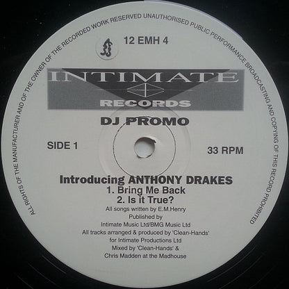 Anthony Drakes : Bring Me Back (12", Promo)