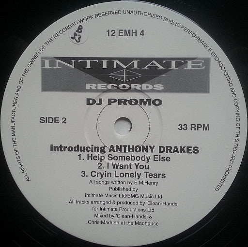 Anthony Drakes : Bring Me Back (12", Promo)