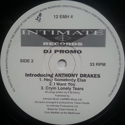 Anthony Drakes : Bring Me Back (12", Promo)