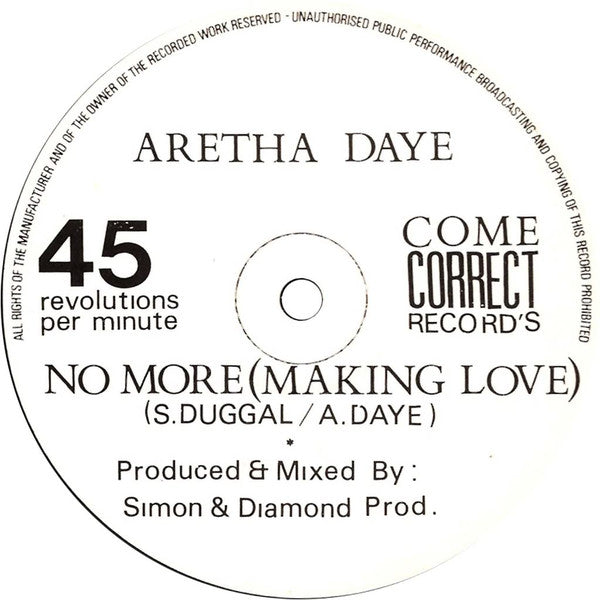 Aretha Daye : No More (Making Love) (12", Ltd)