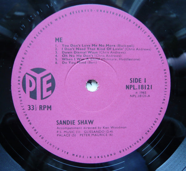 Sandie Shaw : Me (LP, Album, Mono)